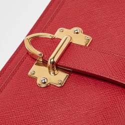 Prada Red Saffiano Leather Cahier Wallet on Chain