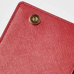Prada Red Saffiano Leather Cahier Wallet on Chain