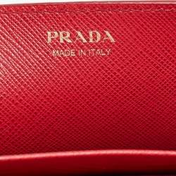 Prada Red Saffiano Leather Cahier Wallet on Chain