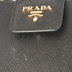 Pre Owned Prada Black Saffiano Leather Phone Crossbody Bag