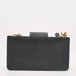 Pre Owned Prada Black Saffiano Leather Phone Crossbody Bag