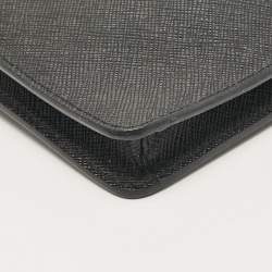 Pre Owned Prada Black Saffiano Leather Phone Crossbody Bag