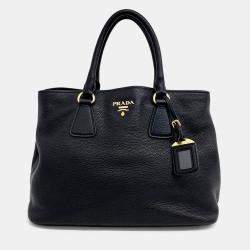 Pre Owned Prada Vitello Dino Tote and Shoulder Bag