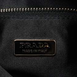 Prada Black Nappa Leather Gaufré Floral Tote