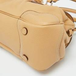 Prada Beige Vitello Daino Leather Pushlock Flap Hobo