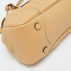 Prada Beige Vitello Daino Leather Pushlock Flap Hobo