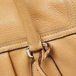 Prada Beige Vitello Daino Leather Pushlock Flap Hobo