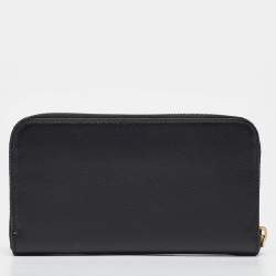 Pre Owned Prada Black Saffiano Metal Leather Bow Continental Wallet