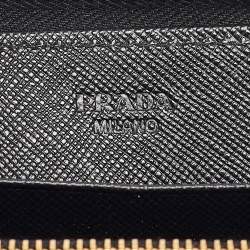 Pre Owned Prada Black Saffiano Metal Leather Bow Continental Wallet