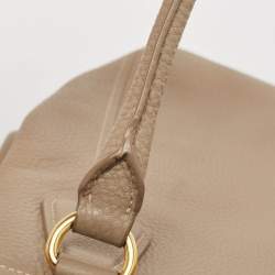 Pre Owned Prada Beige Vitello Daino Leather Snap Tote