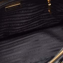Pre Owned Prada Black Saffiano Lux Leather Small Double Zip Tote
