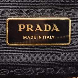 Pre Owned Prada Black Saffiano Lux Leather Small Double Zip Tote