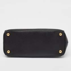 Pre Owned Prada Black Saffiano Lux Leather Small Double Zip Tote