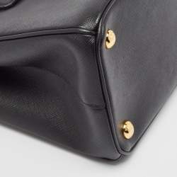 Pre Owned Prada Black Saffiano Lux Leather Small Double Zip Tote