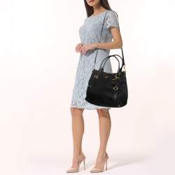 Pre Owned Prada Black Tessuto Nylon and Leather Buckle Tote