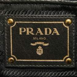 Pre Owned Prada Black Tessuto Nylon and Leather Buckle Tote