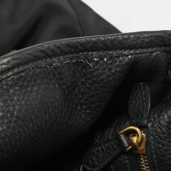 Pre Owned Prada Black Tessuto Nylon and Leather Buckle Tote