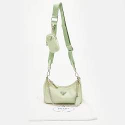 Prada Light Green Leather and Nylon Re-Edition 2005 Bag