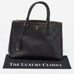 Pre Owned Prada Black Saffiano Leather Large Galleria Tote