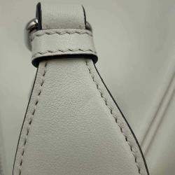 Prada White Leather Logo Embossed Triangle Shoulder Bag