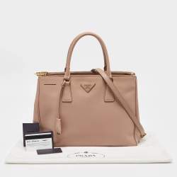 Prada Dusty Pink Saffiano Lux Leather Medium Double Zip Tote