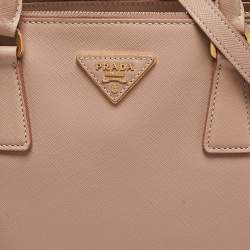 Prada Dusty Pink Saffiano Lux Leather Medium Double Zip Tote