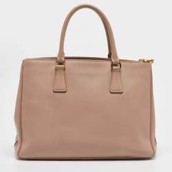 Prada Dusty Pink Saffiano Lux Leather Medium Double Zip Tote