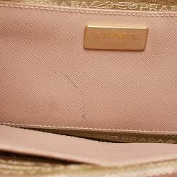 Prada Dusty Pink Saffiano Lux Leather Medium Double Zip Tote