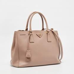 Prada Dusty Pink Saffiano Lux Leather Medium Double Zip Tote