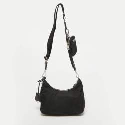 Pre Owned Prada Black Nylon and Leather Re-Edition 2005 Crossbody Bag