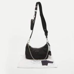 Pre Owned Prada Black Nylon and Leather Re-Edition 2005 Crossbody Bag