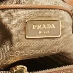 Pre Owned Prada Brown Saffiano Lux Leather Large Galleria Double Zip Tote