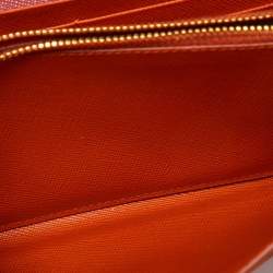 Prada Red/Orange Saffiano Leather Envelope Flap Continental Wallet