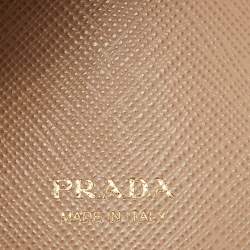 Prada Beige Saffiano Leather Trifold Case Wallet