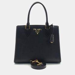 Pre Owned Prada Saffiano Tote And Shoulder Bag