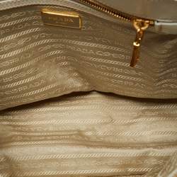 Prada White Saffiano Leather Medium Galleria Double Zip Tote