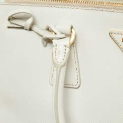 Prada White Saffiano Leather Medium Galleria Double Zip Tote