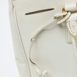 Prada White Saffiano Leather Medium Galleria Double Zip Tote