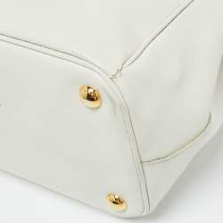 Prada White Saffiano Leather Medium Galleria Double Zip Tote