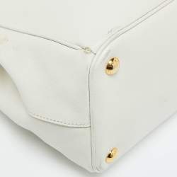 Prada White Saffiano Leather Medium Galleria Double Zip Tote