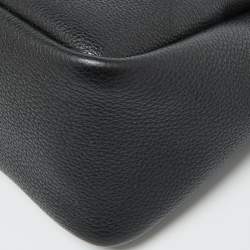 Prada Black Vitello Leather Daino Top Zip Satchel