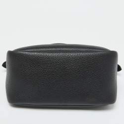 Prada Black Vitello Leather Daino Top Zip Satchel