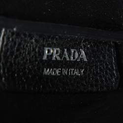 Prada Black Vitello Leather Daino Top Zip Satchel