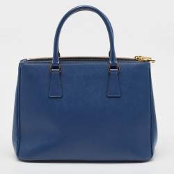 Prada Navy Blue Saffiano Lux Leather Medium Double Zip Tote