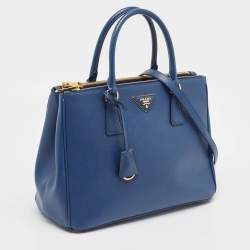 Prada Navy Blue Saffiano Lux Leather Medium Double Zip Tote