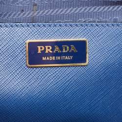 Prada Navy Blue Saffiano Lux Leather Medium Double Zip Tote