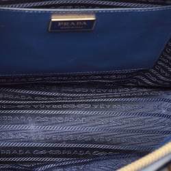 Prada Navy Blue Saffiano Lux Leather Medium Double Zip Tote