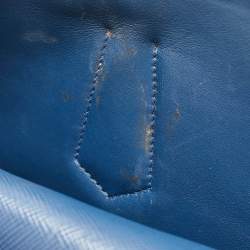 Pre Owned Prada Blue Denim and Saffiano Leather Large Double Handle Tote