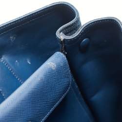 Pre Owned Prada Blue Denim and Saffiano Leather Large Double Handle Tote