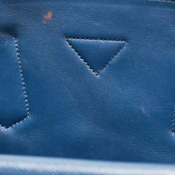Pre Owned Prada Blue Denim and Saffiano Leather Large Double Handle Tote